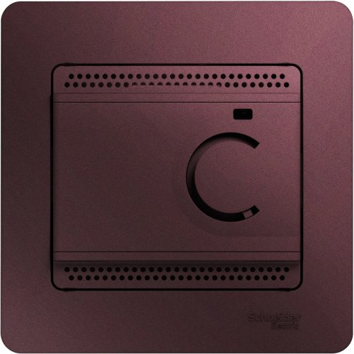 Терморегулятор механический с датчиком с рамкой Systeme Electric Glossa 0С+50С баклажан картинка